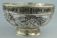 Chino raro coleccionables antiguo trabajo hecho a mano Tíbet-cuenco de plata artesanía de metal 2024 - compra barato