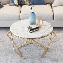 Mesa auxiliar de mármol CJ-07846, mesa de centro de lujo de estilo europeo, redonda, decoración para sala de estar, mesa lateral con marco de Metal 2024 - compra barato