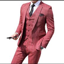 Trajes a rayas británicos para hombre, traje clásico Peaky Blinder, traje ajustado, chaqueta de negocios, pantalones, esmoquin de boda personalizado, 3 piezas 2024 - compra barato