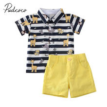 2020 Baby Summer Clothing Kids Baby Boy Gentleman Clothes Striped Animal Print Tops+Shorts Pants Beach 2Pcs Set 2024 - buy cheap