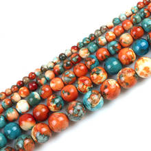 Orange Blue Speckled Rainstone Beads Round Loose Stone Beads For Jewelry Making DIY Bracelet  Pick Size 4/6/8/10/12mm 15“ 2024 - buy cheap