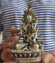 Estátua do budismo do tibet antigo, prata, 922 +++, 7 polegadas, hevajra, mandkesvara, buda feliz, yab-yum 2024 - compre barato