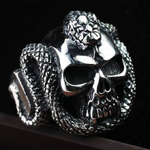 Vintage Snake Skull Ring Men Boys 316L Stainless Steel Goth Rings Cool Punk Biker Mens Jewelery Accessories Wholesale 2024 - buy cheap