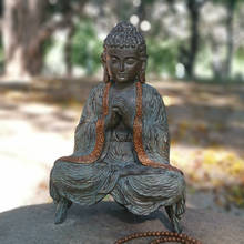 Estatua de Buda sentado japonés, muebles de resina en miniatura, decoración Zen para jardinería al aire libre, Feng Shui chino, decoración del hogar 2024 - compra barato