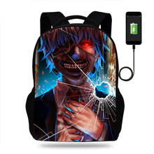 Mochila de Anime Tokyo Ghoul para niño y niña, bolso escolar para niño y adolescente, morral de viaje diario con carga USB 2024 - compra barato