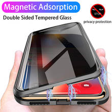 Магнитный адсорбционный металлический чехол из закаленного стекла для телефона, чехол 360, магнитный антишпионский чехол для iPhone XR XS X 11 Pro MAX 8 7 6 S 2024 - купить недорого
