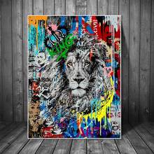 Lion Graffiti Art Canvas Paintings On The Wall Art Posters And Prints Street Art Animals Pictures Home Wall Decoration Cuadros 2024 - buy cheap