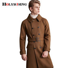 Holyrising Men wool coat Over-the-knee woolen coat long 2020 winter new M-6XL size luxury extra-long wool coat for men 3 color 2024 - buy cheap
