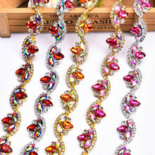 1 Yard Gold Silver Plating Acrylic Rhinestone Flower Metal Chain Tear Drop Crystal Trim DIY Wedding Dress Shoes Bags Decoration 2024 - buy cheap