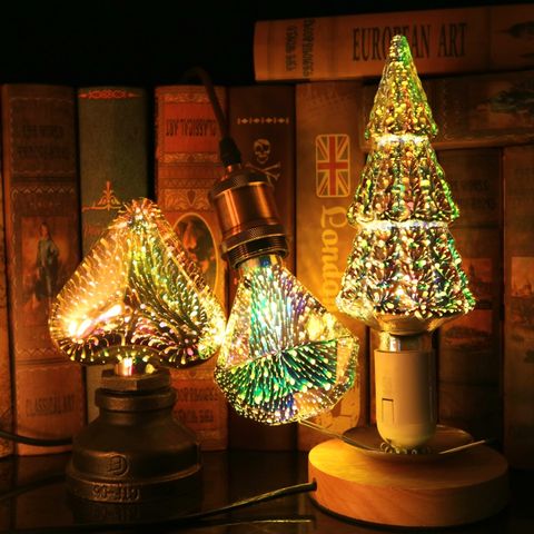 LED Light Edison Bulb 3D Decoration Bulb 220V A60 ST64 G95 G80 G125 E27 Holiday Lights Novelty Christmas Lamp Star Firework Lamp 2022 - buy cheap