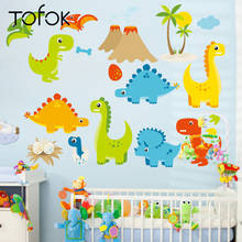 Tofok Детский динозавр DIY домашний стикер на стену мультяшный стиль детская комната спальня настенные наклейки домашний декоративный для детской комнаты обои 2024 - купить недорого