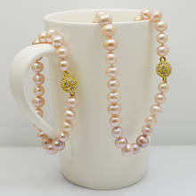 Colar roxo natural de pérolas doce genuíno, conjunto de joias com fecho magnético de strass presente para mulheres 2024 - compre barato