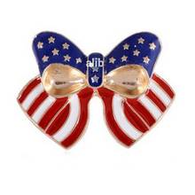 Cristais esmalte metal bowknot broche de bandeira americana broche ou grampo de cabelo para senhora nova cor de ouro rodio 48mm alta qualidade 2024 - compre barato