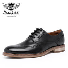 Desai-zapatos formales de cuero genuino para hombre, calzado de vestir de piel de vaca de alta calidad, punta en pico, estilo Derby 2024 - compra barato