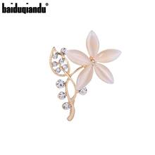 baiduqiandu Brand New Arrival Gold Color Plated Crystal and Opal Flower Brooch Pins for Women Fashion Costume Jewelry 2024 - buy cheap