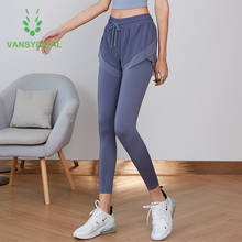 Vansydical 2021 Sports Running Tights 2 in 1 Women Gym Yoga Pants High Waist Quick Dry Fitness Training Jogging Workout Leggings 2024 - buy cheap