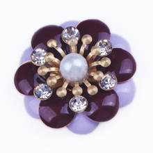 Mb502 flor rosa roxo verde cristal de cobre 18mm metal snap button jóias diy pulseira 2024 - compre barato