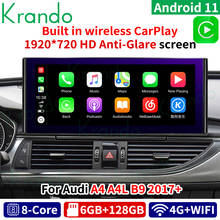 Krando-reproductor multimedia con GPS para coche, unidad principal inalámbrica con carplay, Android 10,25, 10,0 pulgadas, para Audi A4, A5, A4L, B9, 2017 2024 - compra barato