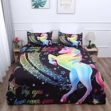 Unicorn Printed Bedding Set Cartoon Double Queen Super King Duvet Cover Set Twin Full Bedclothes for Child Kid Boys Girl Women 2024 - buy cheap