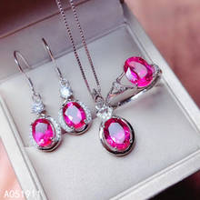 KJJEAXCMY fine jewelry natural pink topaz 925 sterling silver women pendant necklace chain earrings ring set support test luxury 2024 - buy cheap