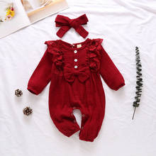 Bebê menina roupas 2 pçs bebê recém-nascido macacão primavera e outono rendas macacão roupas da menina do bebê cor sólida macacão 2024 - compre barato