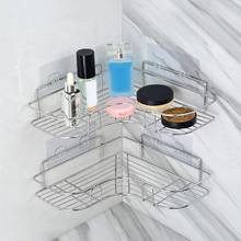 Bathroom kitchen Punch Corner Frame Shower Shelf Wrought Iron Shampoo Storage Rack Holder with Suction Cup bathroom accessories 2024 - buy cheap