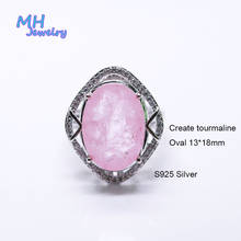 MH Created pink tourmaline gemstone adjustable Ring real 925 Sterling Silver Women Fine Jewelry Party Wedding engagement Gift 2024 - buy cheap
