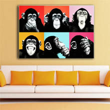 Abstracto engraçado macaco quadros em tela na parede arte cartazes e impressões animais graffiti arte imagens para crianças quarto decoração da parede 2024 - compre barato