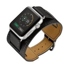 Браслет-манжета для Apple watch band 44 мм 40 мм, ремешок из натуральной кожи для iwatch band 42 мм 38 мм, apple watch series 3 4 5 se 6 2024 - купить недорого