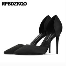 Black Brand Stiletto Plus Size Extreme Ultra High Heels 10 42 8cm Satin Pumps Shoes Super Designer Women Luxury 2021 Pointed Toe 2024 - buy cheap