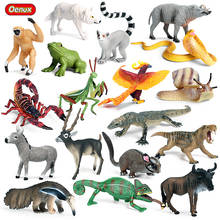 Oenux miniatura de pvc, figuras de ação de simulação de animais selvagens, raposa, cavalo, cobra, lobo, pavão, brinquedo educacional para crianças 2024 - compre barato