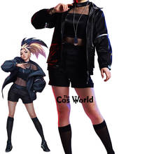 Lol kda conjunto de fantasia para meninas, uniforme de akali da baddest roupa e calções para cosplay 2024 - compre barato
