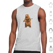 Gunbear tank topos colete sem mangas animal arma tiro urso mortal caça rifle irônico rb-for-marido 2024 - compre barato