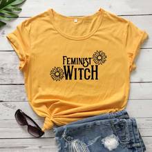 Spreadshirt feminista bruxa flores gráfico bonito algodão gráfico bonito presente moda feminina t camisa estilo rua jovens t topo m045 2024 - compre barato