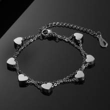 Модный двухслойный браслет в форме сердца для регулируемой цепочки из нержавеющей стали, женская бижутерия оптом 2024 - купить недорого