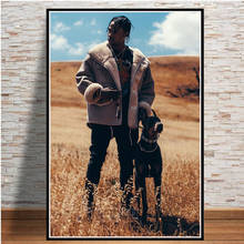 Fashion estrela de música travis scott, pintura a óleo em tela, pôsteres e impressões, imagem de arte de parede para sala de estar, quadros 2024 - compre barato