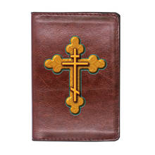 Retro Orthodox Cross Passport Case Personality Leather Men Women Travel  ID Credit Card Holder Cover 2024 - buy cheap