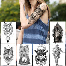 Tatuagem de henna para homens e mulheres, tatuagem temporária e geométrica de lobo, soldado, guerreiro, arte corporal, braço, perna, papel de tatuagem 2024 - compre barato