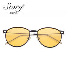 Story fashion óculos de sol oval masculino e feminino, óculos de sol redondo pequeno de liga metálica, estilo vintage de 2019 s3807k, 2024 - compre barato
