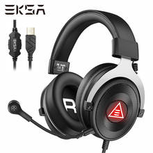 Eksa fone de ouvido de jogo para pc, headset gamer enc cancelamento de ruído e900 plus usb 7.1, fones de ouvido surround com fio com microfone para ps4 2024 - compre barato