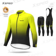 Conjunto de ropa de ciclismo para hombre, Jersey de manga larga, chaqueta térmica polar, uniforme de equipo de bicicleta de montaña, traje cálido amarillo fluorescente, invierno, 2020 2024 - compra barato