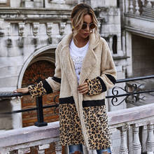 2021 Autumn Winter Leopard Print Faux Fur Women's Coat Fleece Sweatshirts Cardigan Fashion Mid Long Female Overcoat Plush Jacket 2024 - buy cheap