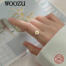 WOOZU Real 925 Sterling Silver Little Daisy Chain Adjustable Rings for Women Charm Wedding Korean Vintage Birthday Jewelry Gift 2024 - buy cheap