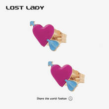Lost Lady New Fashion Arrow Heart Stud Earrings Exquisite Statement Earrings for Women Couple Lover Jewelry Gift Accessories 2024 - buy cheap