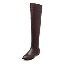 Big Size        Round-headed, thick-heeled, low-heeled side zipper, knee-length, square-heeled Knight boots 2024 - buy cheap