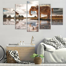 Arte de parede impressa em hd, elefante e girafa, pintura, impressão, decoração para quarto, poster, imagem, tela com moldura 2024 - compre barato