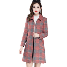 New Fashion Cashmere wool coat Autumn Winter Thicken Hooundstooty coats high quality Woolen coats Vintage Ladies Outerwear 3XL 2024 - buy cheap