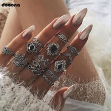 Docona conjunto de anel midi em strass, anéis de falange de flor, strass preto vintage para mulheres com 13 tamanhos 9134 2024 - compre barato