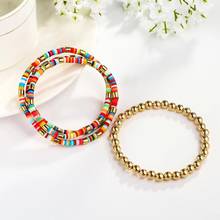 Summer Beach Acrylic Beads Colorful Bracelets for Women Girls Daily Wear Charm Golden Ball Bracelet Handmade Party Jewelry 2024 - buy cheap