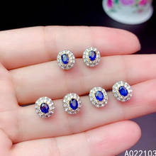 KJJEAXCMY 925 sterling silver inlaid natural sapphire Chinese style elegant simple girl gem stud support check 2024 - buy cheap